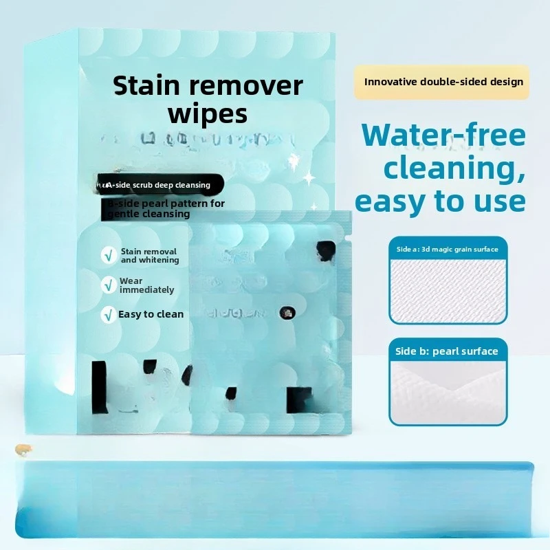 Doppelseitige Fleckenentfernungstücher – No-Wash-Notfall-Kleidungsreiniger, Fleckenentfernende Feuchttücher für Daunenjacken, einzeln