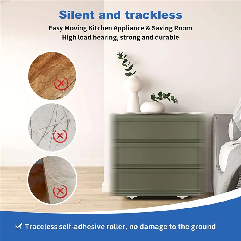 AA05 8Pcs Self Adhesive Mini Caster Wheels Appliance Rollers,Appliance Sliders Sticky Pulley For 360° Swivel Universal Wheel