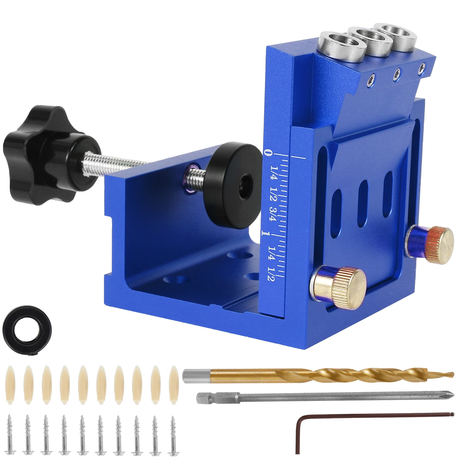 Pocket Hole Jig Kit Adjustable Saving Time Woodwork Guides Joint Angle Tool Comfortable to Use Pocket Dowel Hole Jig System Set