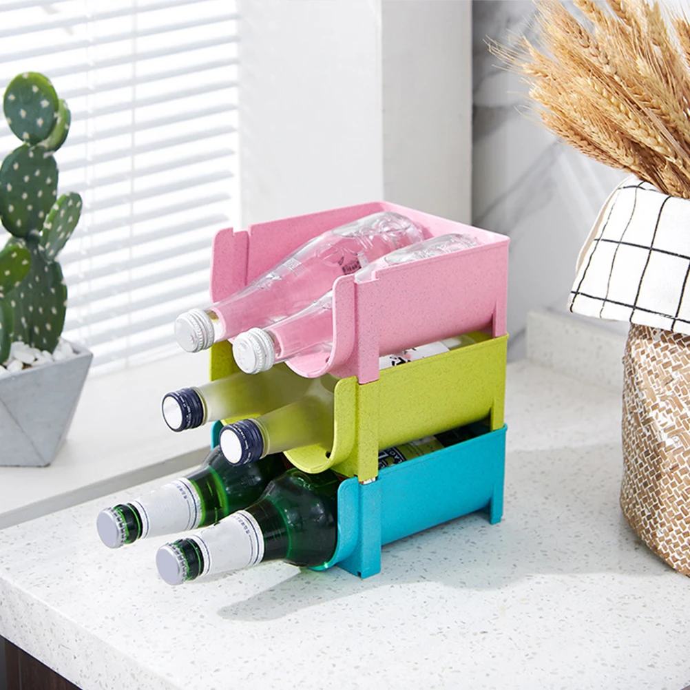 

3pcs Beer Beverage Storage Rack Plastic Stackable Organizer for Kitchen Fridge Can Holder Bottle Stand Multi Function