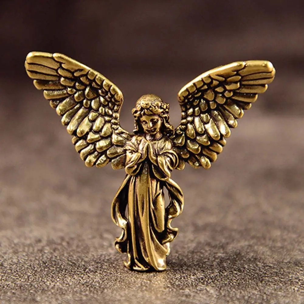 

Brass Six winged Angel God Love Cupid Statue Small Ornaments Copper Angel Figurines Desktop Decorations Home Decor Accessories