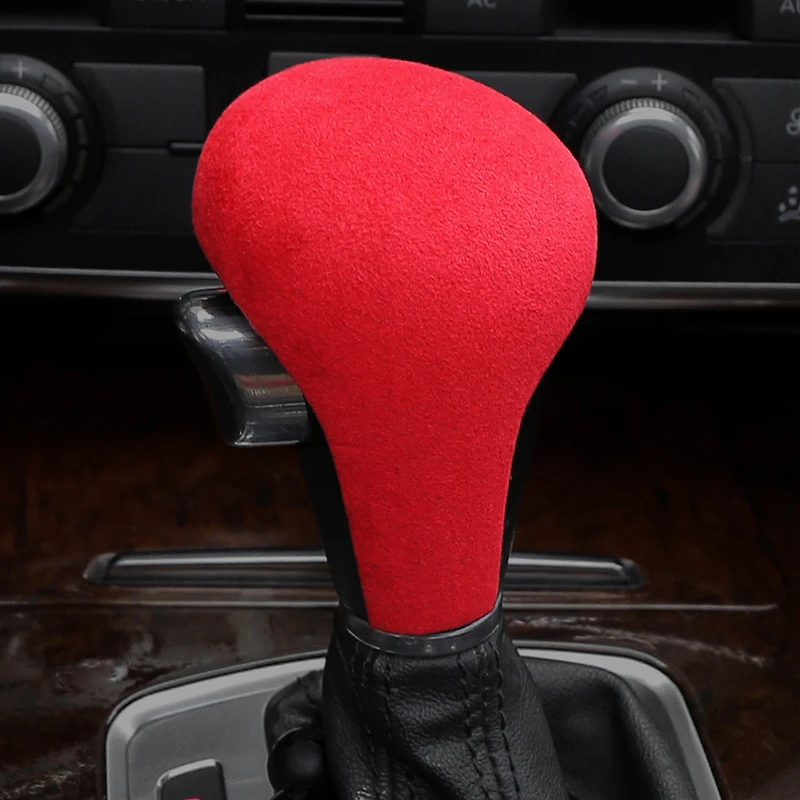 Car Gear Shift Knob Cover Decals Protector Trims Stickers For Audi A4 A5 A6 Q5 Q7 B8 8KH Suede leather Interior Auto Accessories