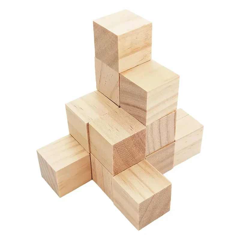 2 szt. 4cm naturalne drewniane kostki, niedokończone puste kostki z drewna sosnowego kwadratowe bloki do tworzenia puzzli, malowania, rękodzieła DIY