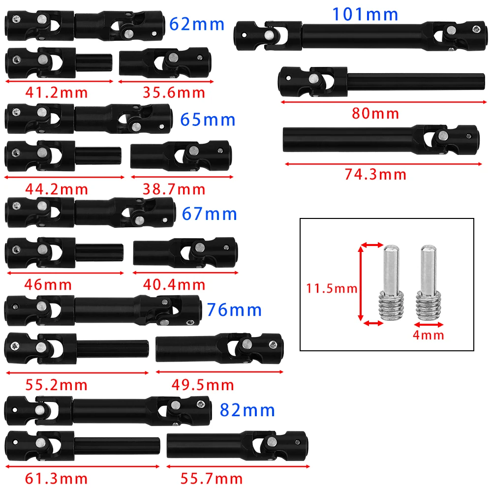 #45 Steel Universal Drive Shaft For 1/10 RC Crawler D90 90046 Ghost RC Car Upgrade Part,62‑76mm /76‑104mm /82‑116mm Optional