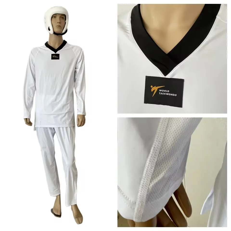 Competitive Taekwondo Uniform Tight, Professional Competition Specific Dobuk Adult Breathable Mesh Quick Drying Logo Print