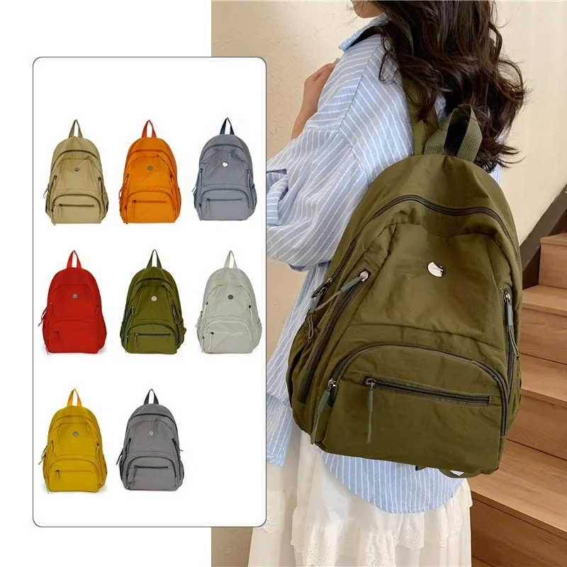 Ultra-light Waterproof Nylon Backpack Solid Minimalist Commuter Daypack Student School Bags Casual Hiking Travel Women Rucksack