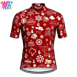 Christmas Cycling Jersey Short Sleeve Bicycle Jacket Mtb Crossmax Road Ride Mountain Sportswear Women Man New Bike Tops 2024