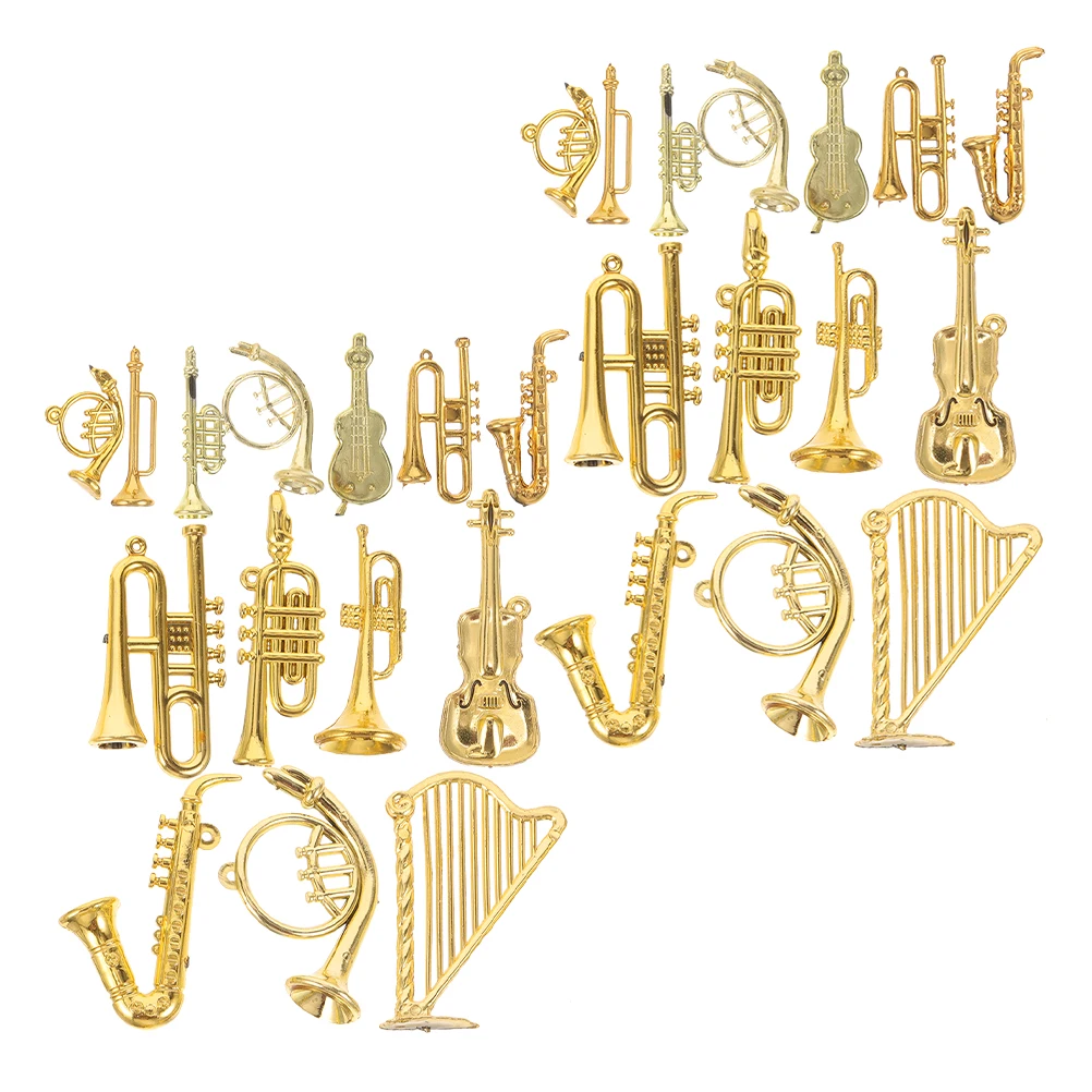 28Pcs Mini Musical Instrument Decorations Tiny Trumpet Violin Flute Christmas Tree Ornaments Unique Design Vibrant Colors
