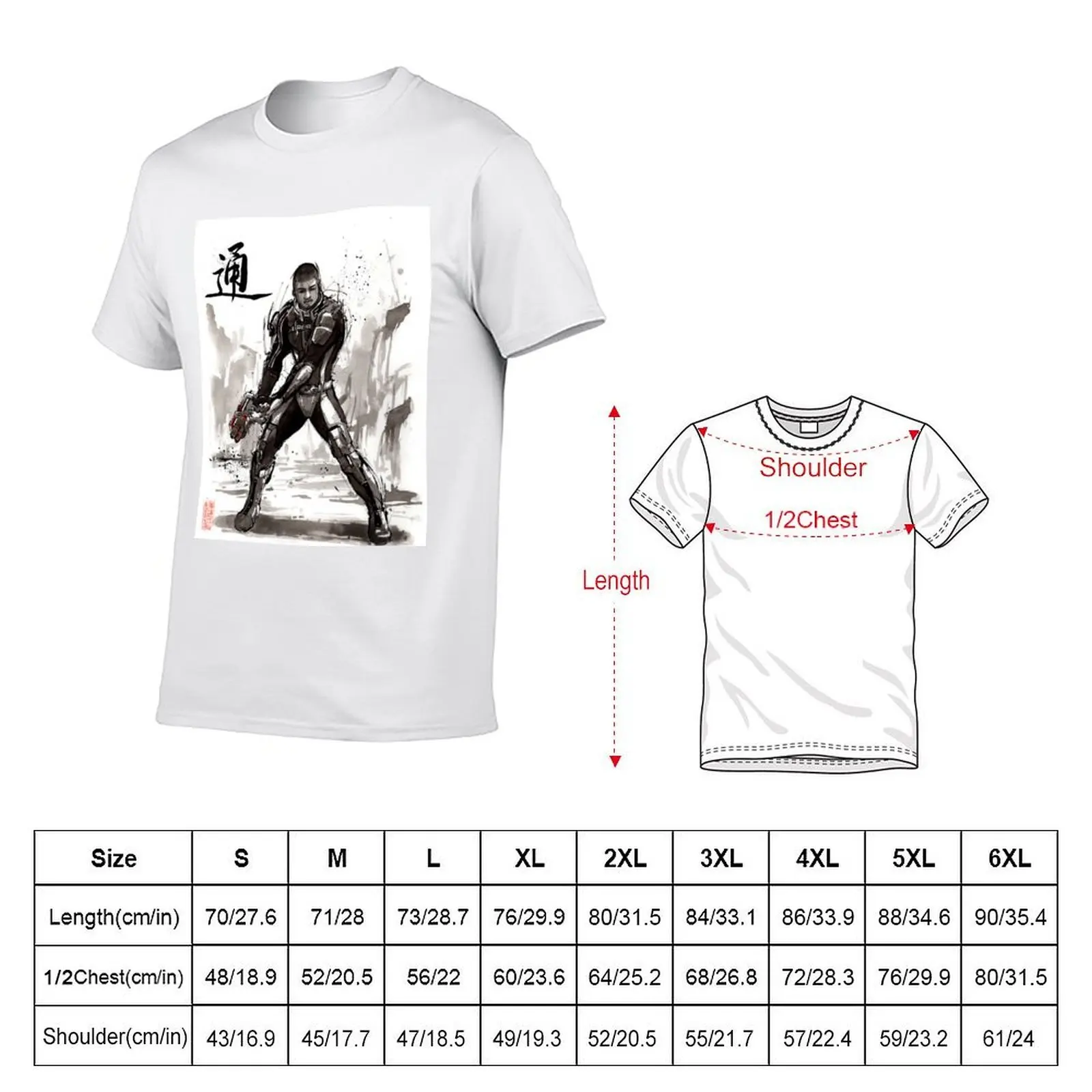 Jacob from Mass Effect sumi and watercolor style T-Shirt t shirts for man graphic tees t shirt man cotton T-Shirt