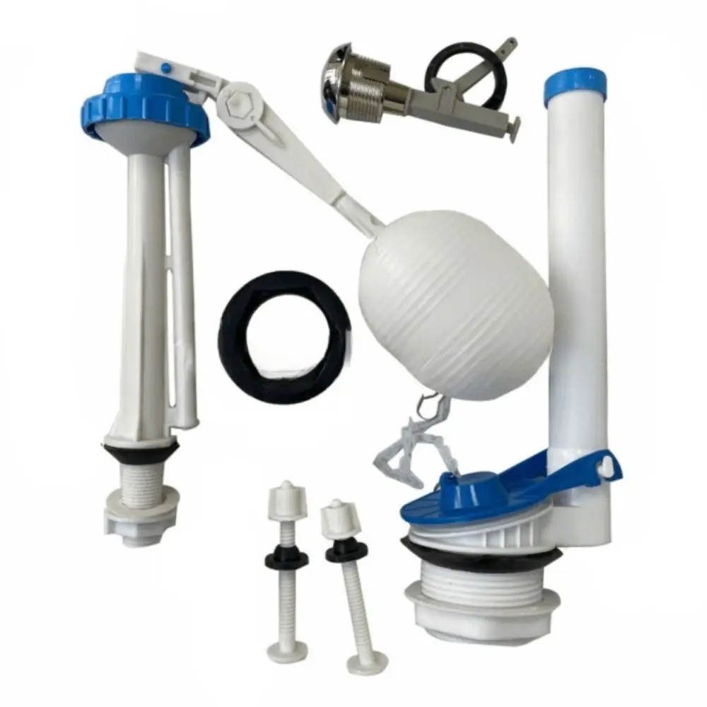 1 Set Push Button Toilet Water Tank Inlet Valve Easy Install Accessories Toilet Repair Kit Blue&white Pull Handle