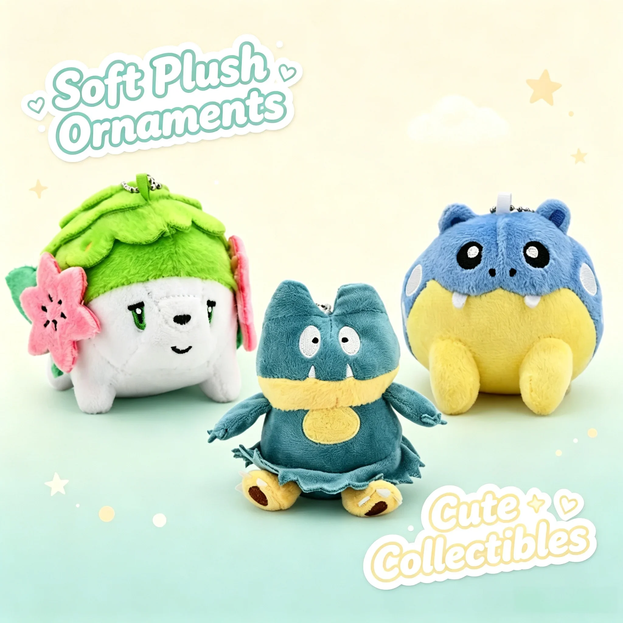Cute Pokémon Shaymin Spheal Munchlax Jirachi Hanging Ornament Plush Keychain Short Fluffy Doll Decor Birthday Gift For Girls