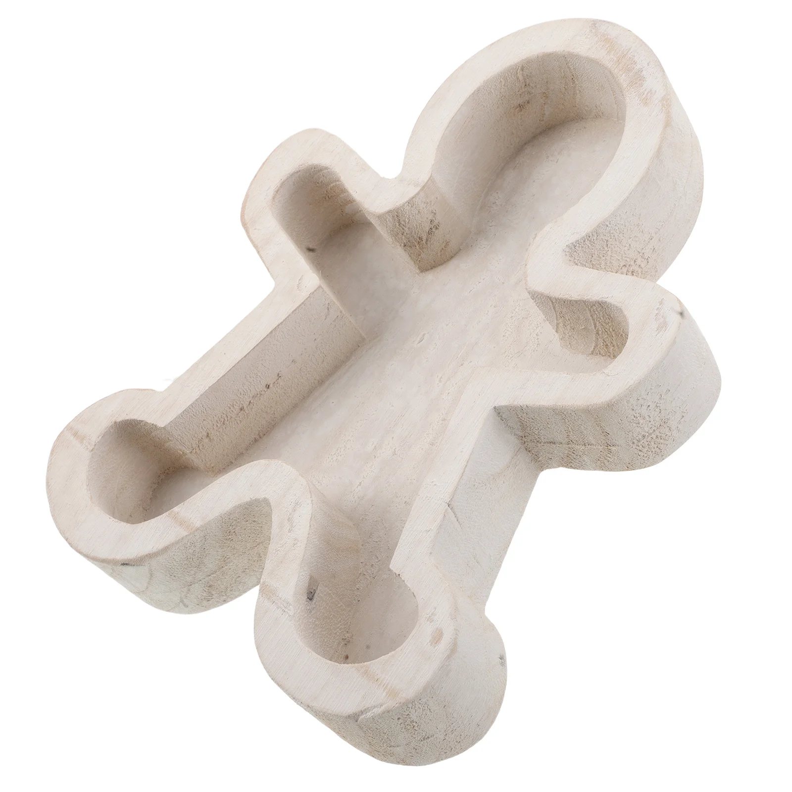 

Candy Plate Gingerbread Man Wooden Bowl Christmas Decorations Holiday Cookie Dish