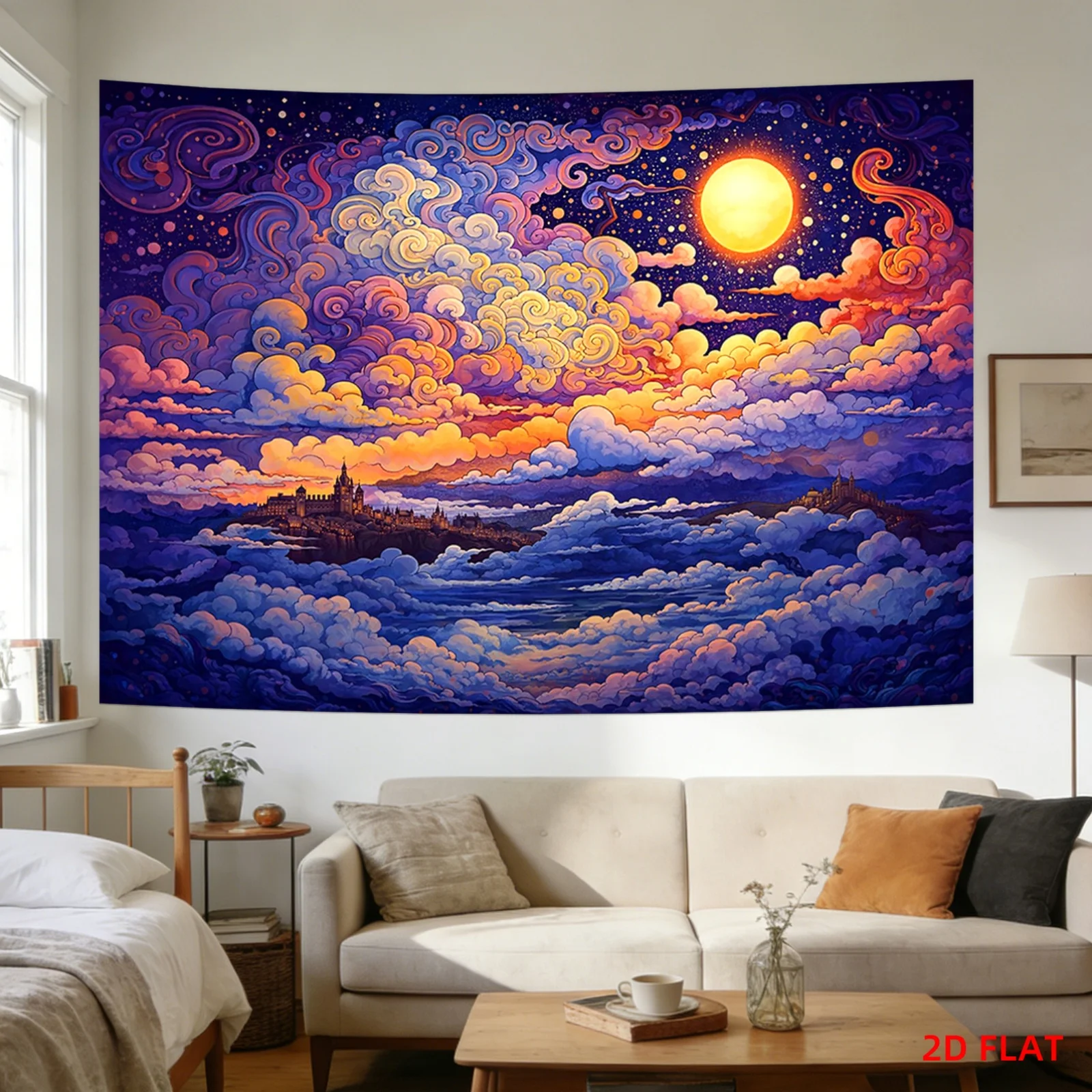 Large Cosmic Galaxy Sunset Cloud Tapestry Wall Hanging Boho Sky Nebula Abstract Art Home Decor Decoration