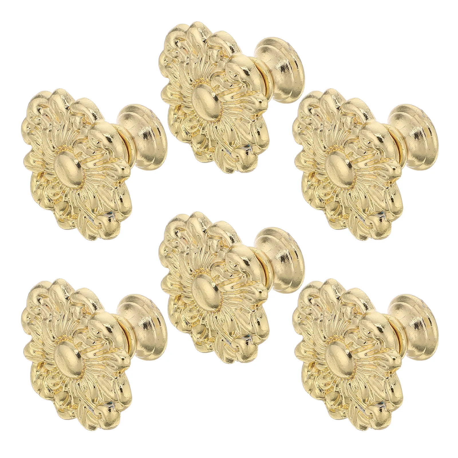 6Pcs Zinc Alloy Flower Drawer Handles Vintage Floral Pattern Decorative Pulls for Dresser Kitchen Cabinets Wardrobe Hardware