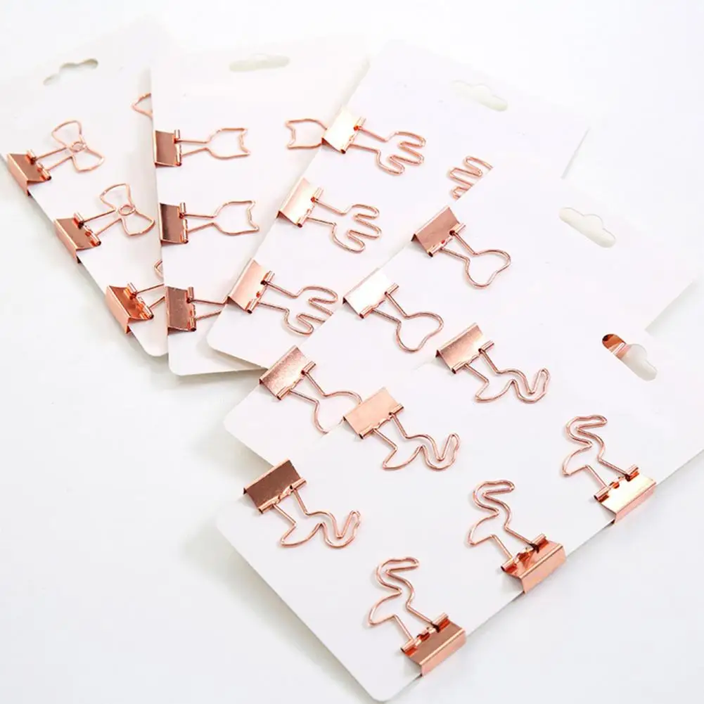 6 قطع من مشابك الورق المعدنية اللطيفة على شكل فلامنغو لحاملي صور المستندات الملونة للمكتب المدرسي #5