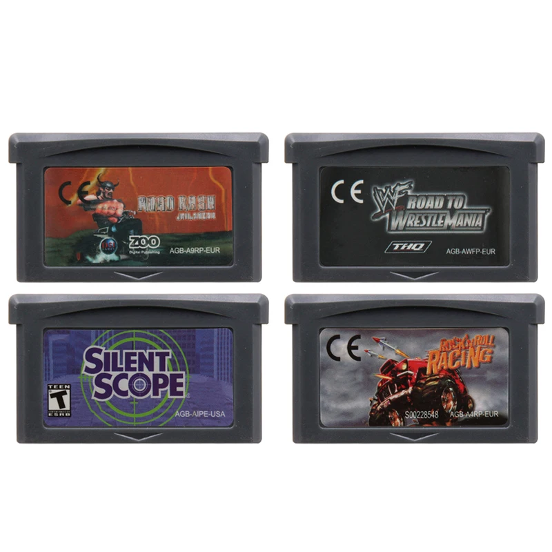 

32 Bit GBA Video Games Cartridge Console Card Arthur Road Rash Silent Scope Pocky & Rocky