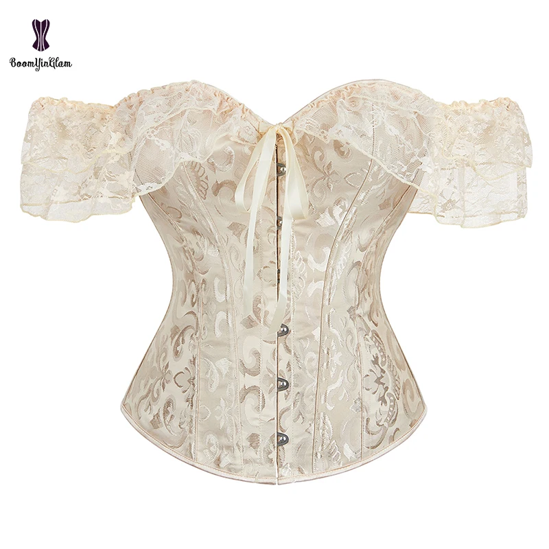 8 Colors Available Front 6 Busk Closure Victorian Bodice Lingerie Corset Lace Corselet Women Body Shaper Waist Trainer Bustier