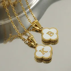 Stainless Steel Clover Shell Necklace For Women Fashion INS Pendant Clavicular Chain Anniversary Gift Jewelry