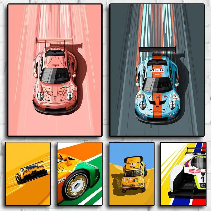 Poster Canvas Painting Wall Art Racer Posters Aesthetic Motorsport For Living Room Boys Home Decor 1pc Modern Cartoon Racing Car