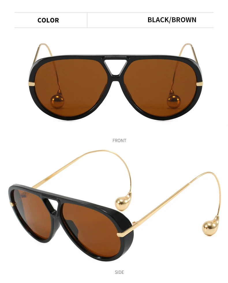 Übergroße Pilot Oval Punk Sonnenbrille Frauen Großen Rahmen 2025, Luxus Vintage Doppel Strahl Sonnenbrille Für Dame Outdoor Brillen UV400 – Detail 24