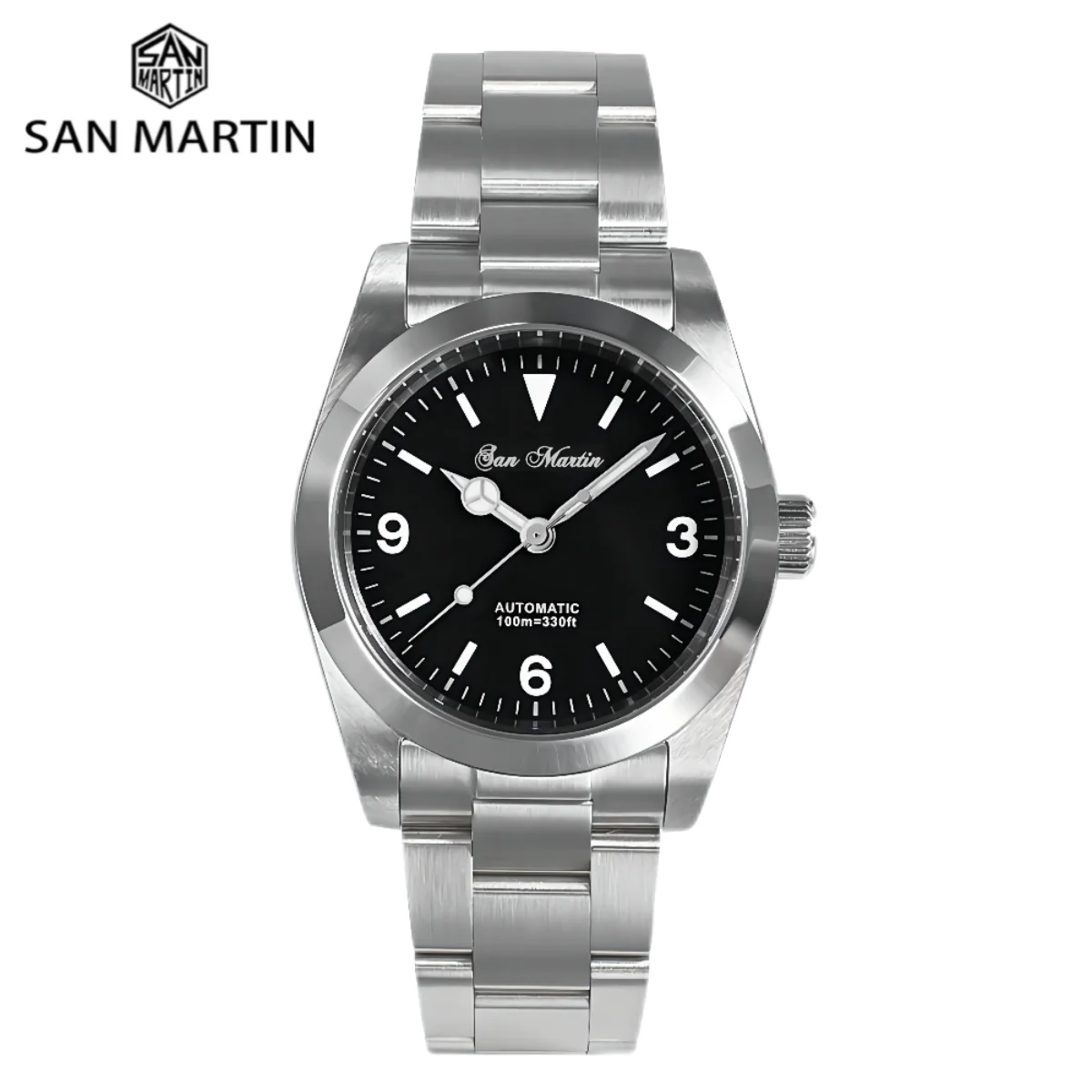 San Martin 2021 36mm Explore Series Vintage hombres relojes deportivos de lujo zafiro reloj mecánico automático 10Bar BGW-9 SN0021A-1