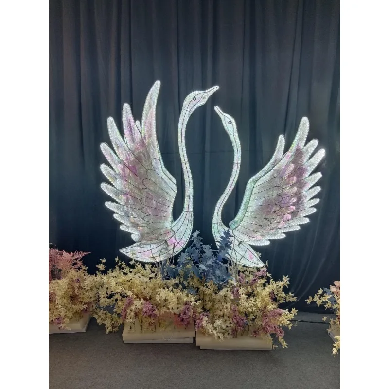 Stage swan background road lead wedding props luminous goose wedding hall display background ornaments indoor scene wedding