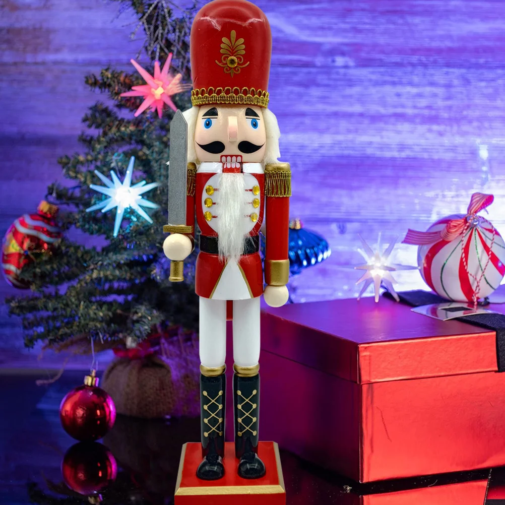 

Wooden Nutcracker Christmas Ornament Desktop Decor Holiday Theme Soldier Style Xmas Decoration Festive Home Accents