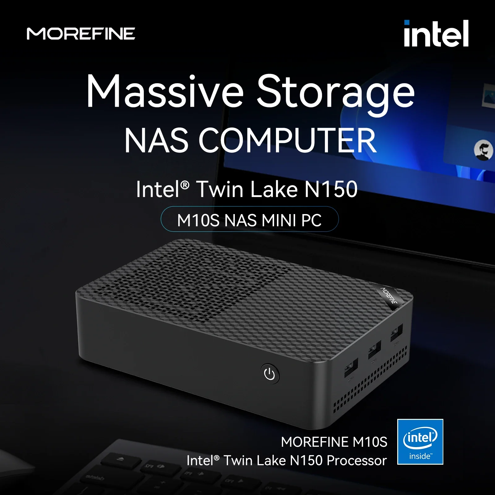 Mini pc M10S N150 (hasta 3,6 GHz) 12GB DDR5 RAM 16TB M.2 SSD Dual 2,5G LAN Business Mini computadora de escritorio 4K WiFi6 BT5.2