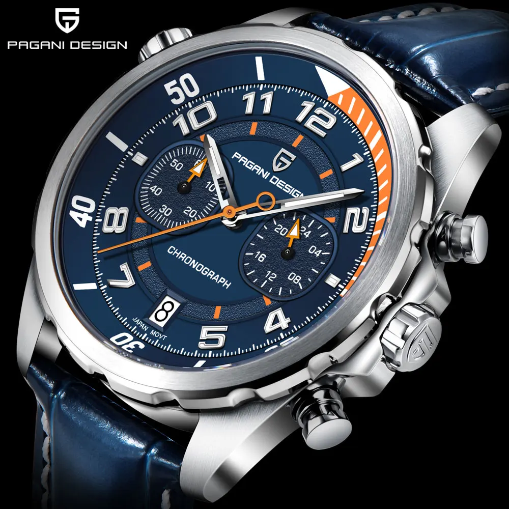 PAGANI DESIGN New 44mm Quartz Watch VK64 Men's Wristwatch Multi Functional Chronograph Top Brand 50M Waterproof Watches Men Gift