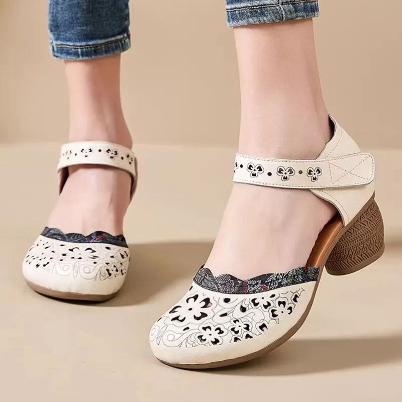 

XMWRLW/2026 летние женские сандалии, женские летние сандалии из натуральной кожи на высоком каблуке, нескользящая женская обувь на резиновой подошве