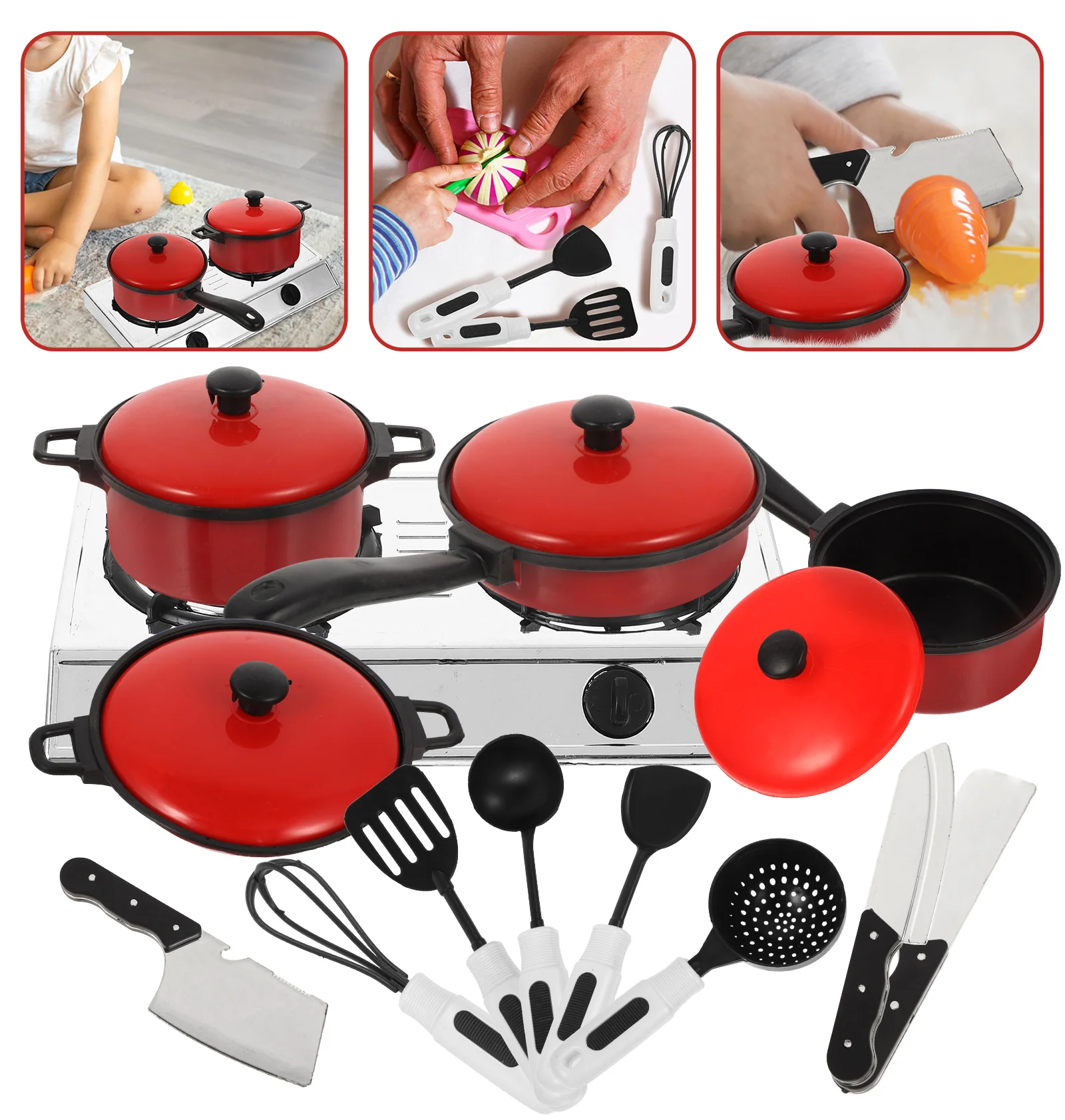 

Children Kids Play House Toy Kitchen Utensils Pots Cooking Food Dishes Fun Cookware Tableware toy Kitchenware toy