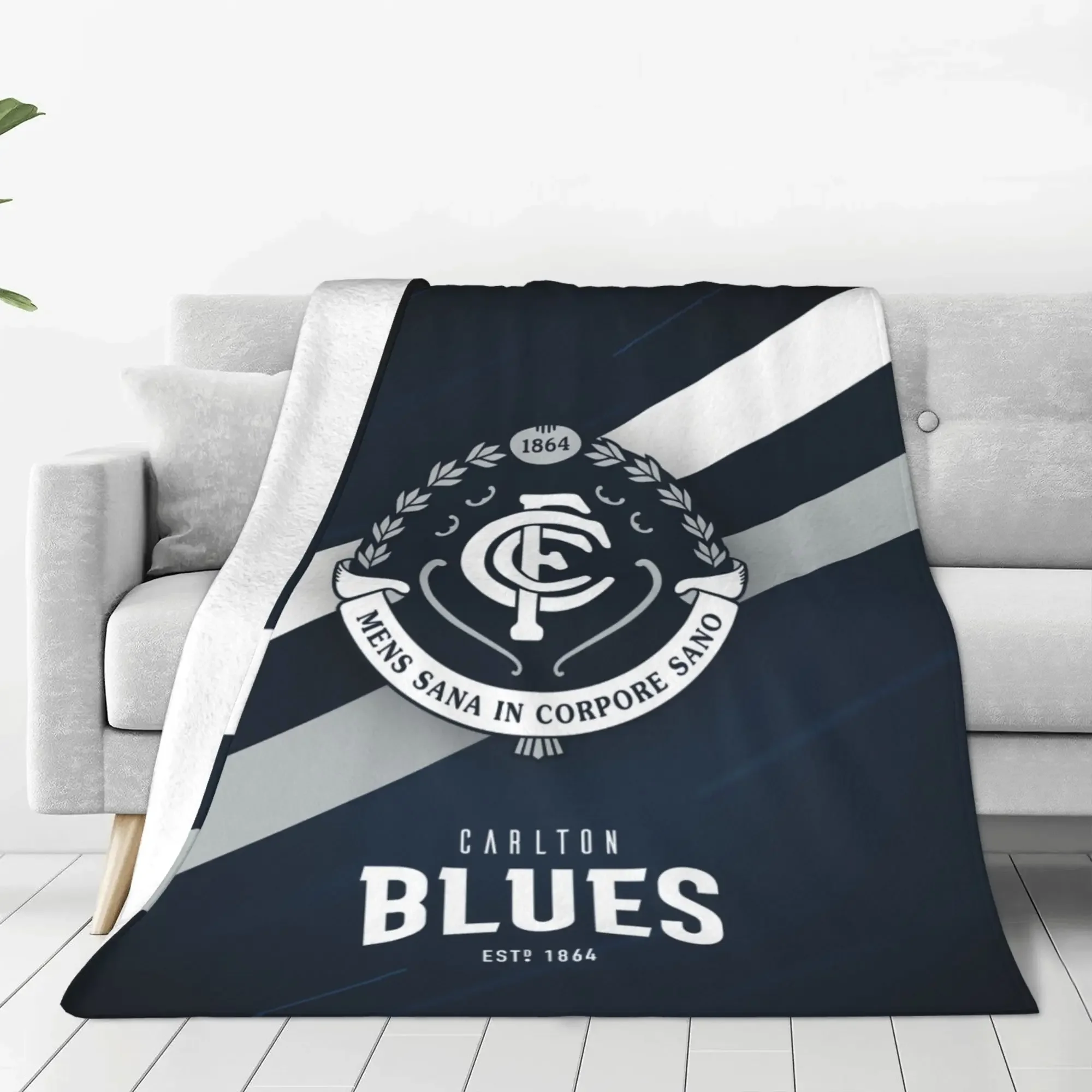 Premium Sports Blanket Throw 150x230cm Carlton Blues Fan Merchandise Winter Decor Gift Fleece