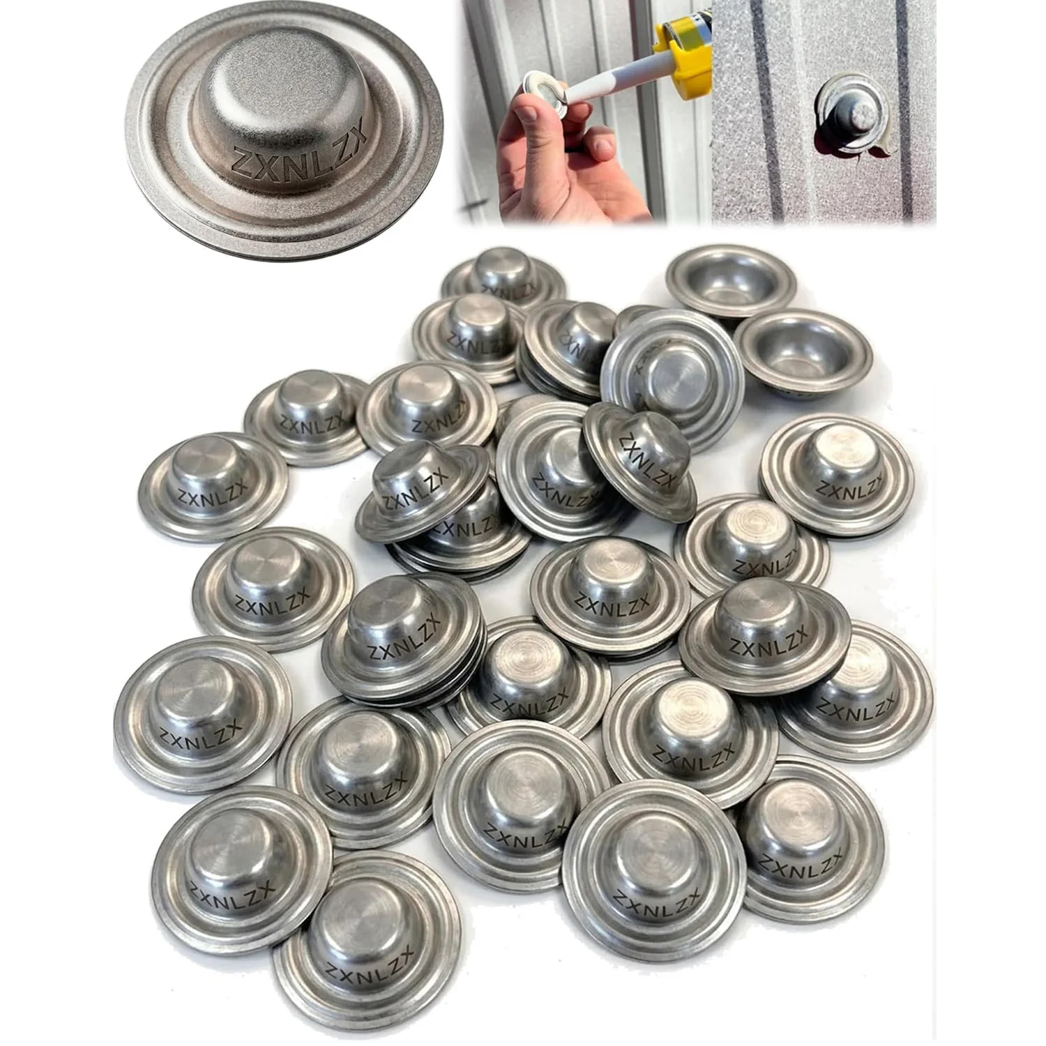 50PCS Screw Caps Metal Bolts Screw Cover Caps for Furniture Roof Wood Upholstery Cabinets Outdoor Roof Siding Painting Shutters