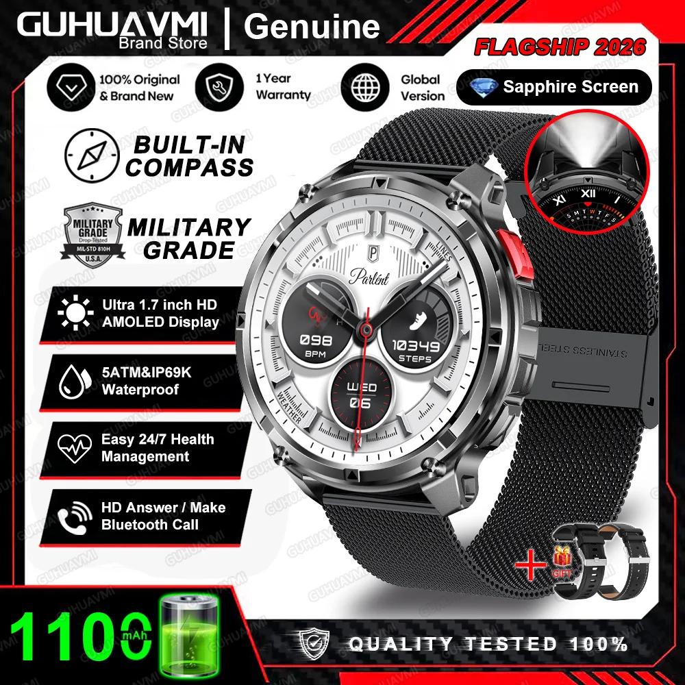 2026 Nieuwe T-Rex3 Pro 1100mAh Batterij Smart Watch GPS-pad 5ATM Waterdicht Sport Run tracker Buiten Kompas Militaire Smartwatch