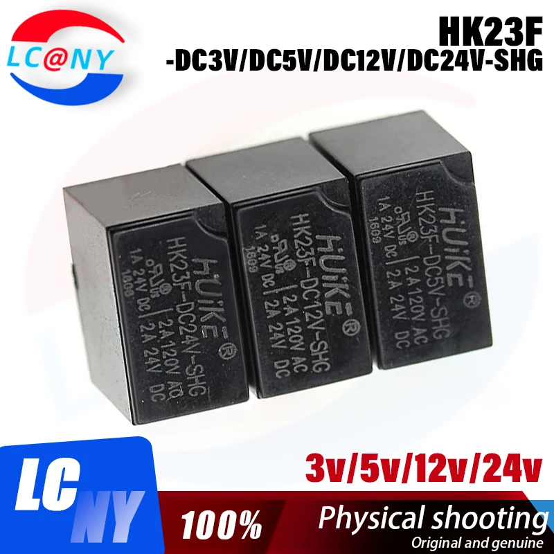 5Pcs HUIKE Relay HK23F HK23F-DC5V-SHG HK23F-DC12V-SHG HK23F-DC24V-SHG 2A 6PIN 5V 12V 24V Power Relay HK23F-DC12V-SHG