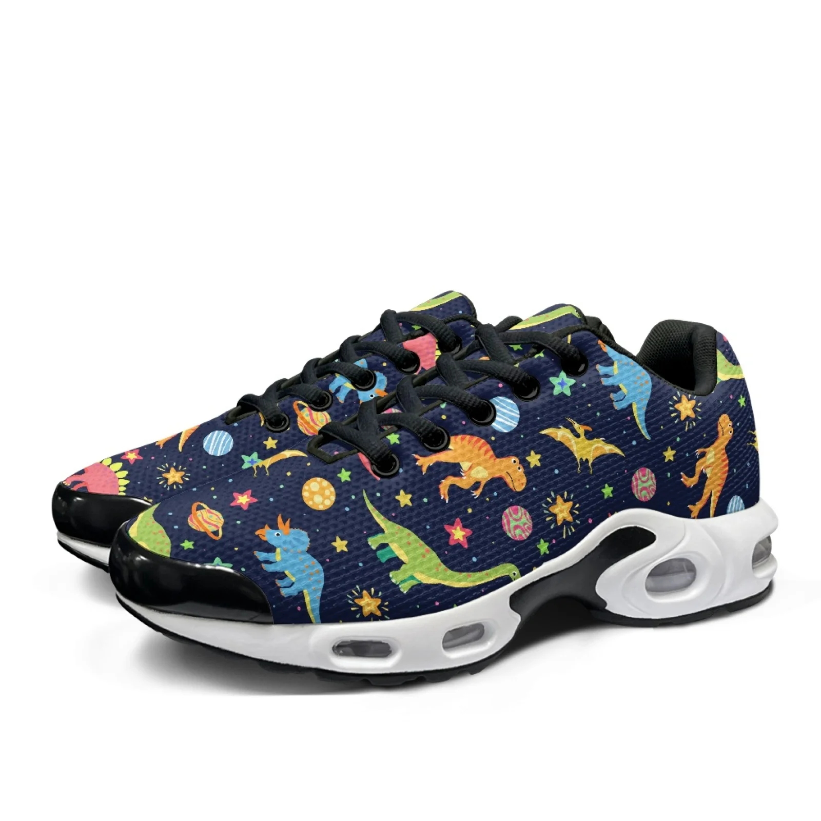 PENSTROLL Dinosaur Planet Pattern Easy Athletic Footwear for Mens Walking Mesh Shock-Absorbing Running Sneakers