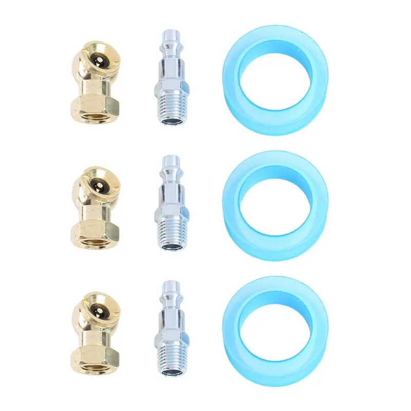 1/4Inch Portable Air Chuck Closed Brass Ball Inflator For Inflator Gauge Compressor Replacement Parts Accessories 3 Pack