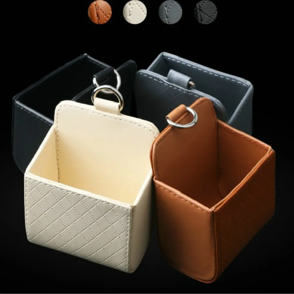 Leather Car Storage Bag Universal Large Capacity Hanging Air Outlet Debris Bag Anti-friction Air Outlet Storage Box