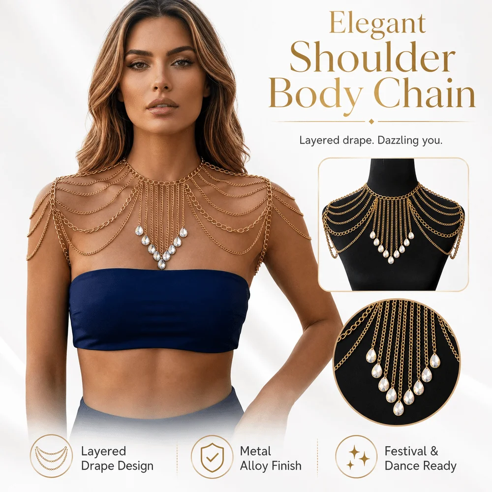 Fashion Tassel Sexy Body Chain Draped Structure Exaggerated Shoulder Chain Long Decorative Body Jewelry Women