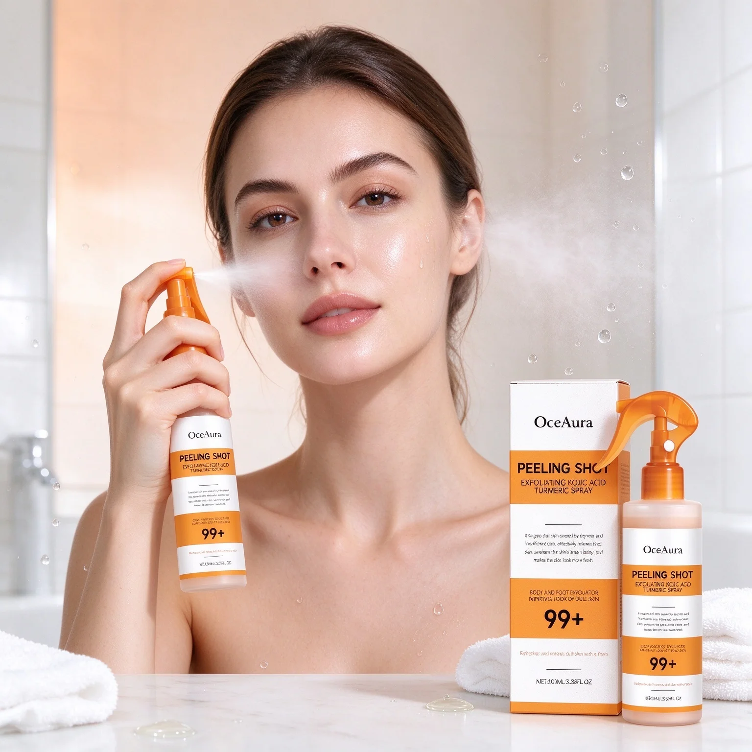 100ml Kojic Acid Turmeric Cutin Cleaning Spray Kojic Acid Turmeric Wrapping Nourishes Hydrolyzed Collagen Glowing Skin Firmness
