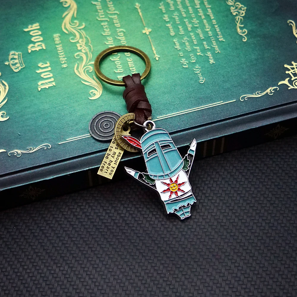 DARK SOULS Leather Pendant Keychain Game Peripherals Accessories Antique Sun Knight Key Chain Men Key Chains Ring llaveros