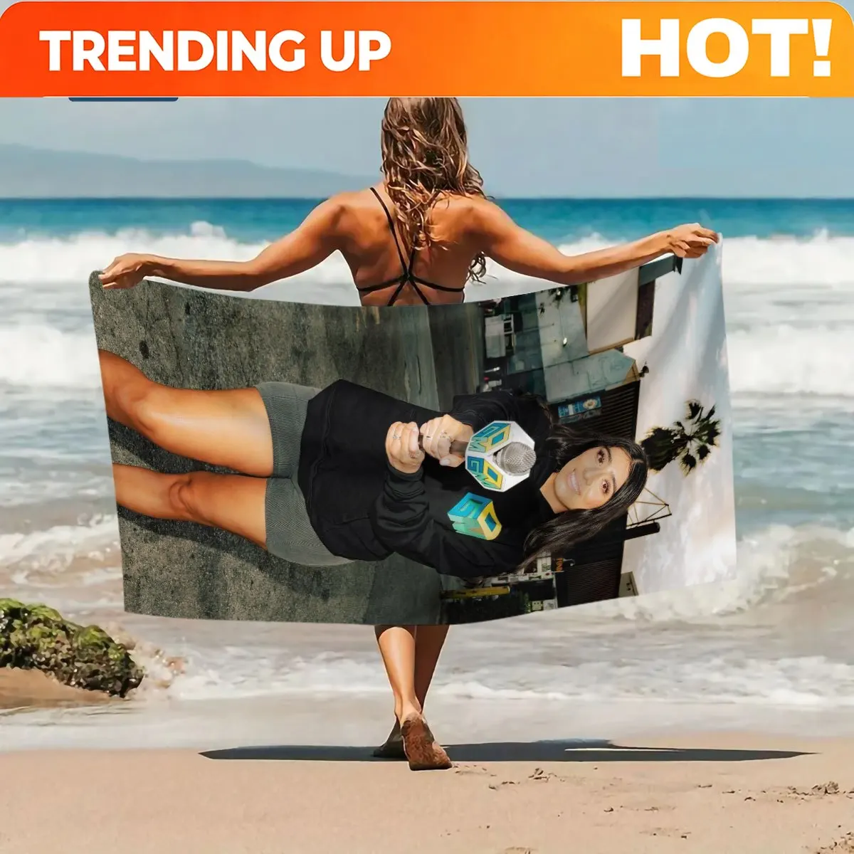Customize 1 Stylish Streetwear Hoodie, Energetic Casual Sports Jacket Quick-Drying Microfiber Beach Towel - Lightweight And Abso