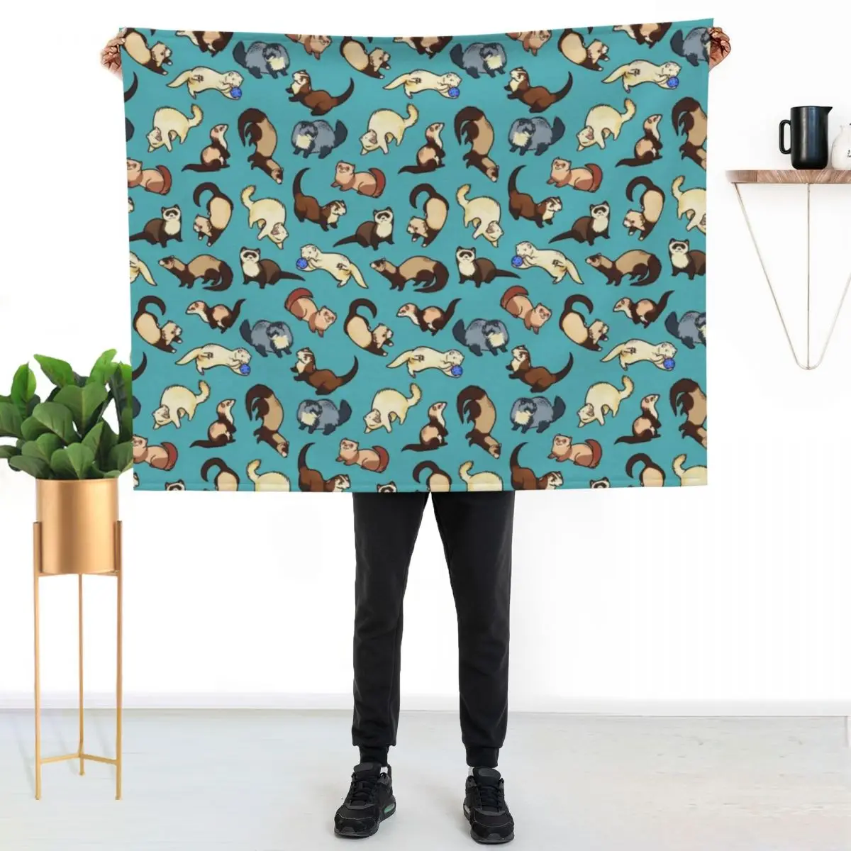 

cat snakes in blue Throw Blanket Multi Use Warm Blanket for Living Room Bedroom