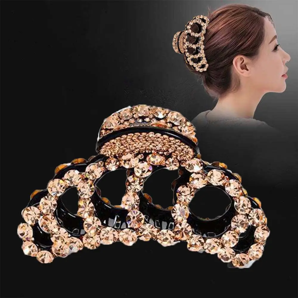 

Shiny Elegant Rhinestone Crystal Acrylic Women Girl Banana Grips Hair Clips Crab Clamp Hair Claws