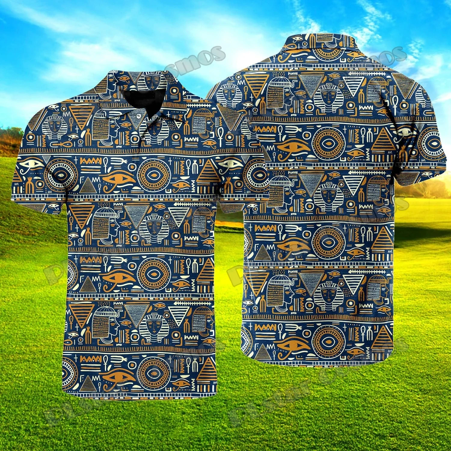 

PLstar Cosmos Ancient Egyptian Tribal Pattern 3D All Over Printed Fashion Mens Polo Shirt Summer Unisex Casual Polo Shirt POL157