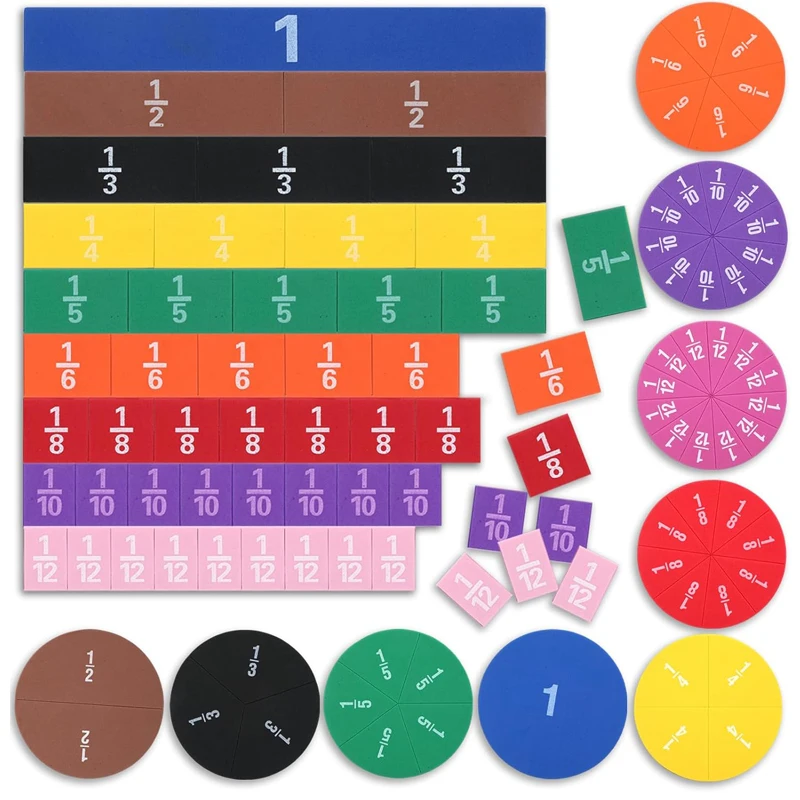 Magnetic Fraction Tiles & Circles Set Math Manipulatives Montessori Toys For Children Classroom Teaching Aids School Supplies