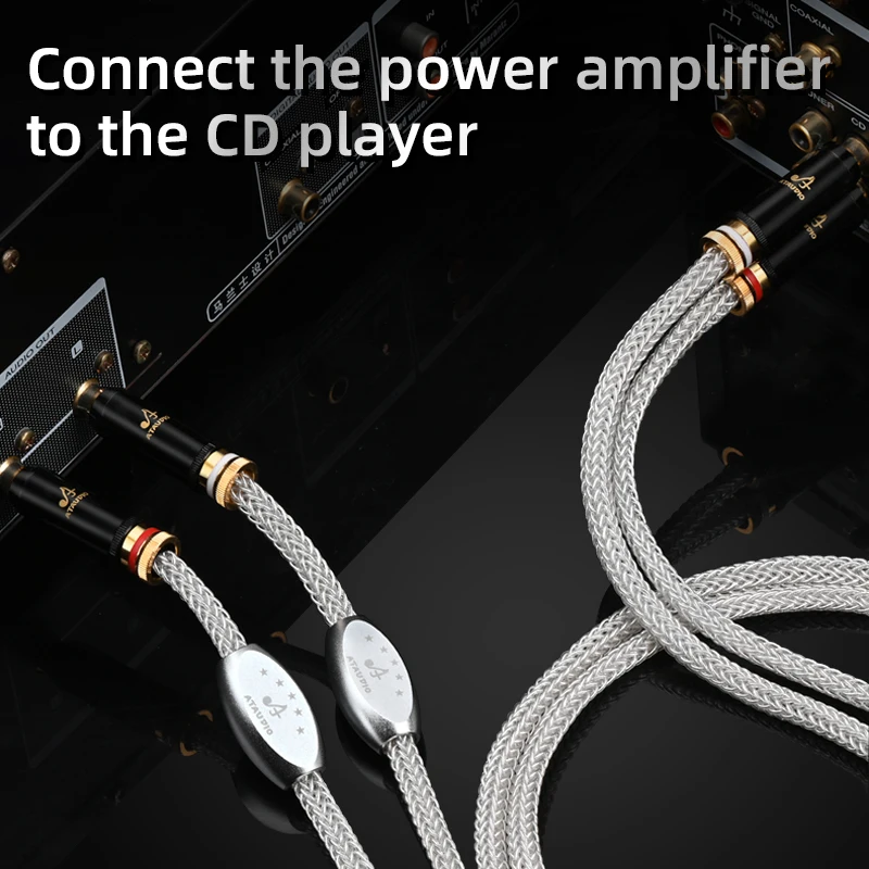 Hifi Silver-Plated OCC 2RCA Cable Hi-End RCA Male to Male Interconnect Audio Cable For Preamp Power Amplifier CD Player DAC