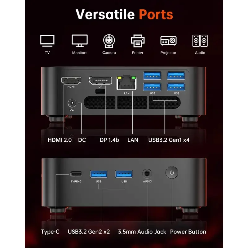 Mini PC Gaming, 7430U (Equivalent to 5850U, 6C/12T, Up to 4.3Ghz), 16GB DDR4 512GB SSD Mini Computers Micro Desktop PC 4K