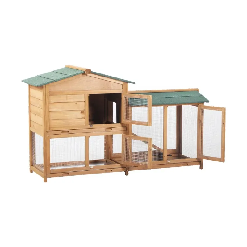 Wooden Rabbit Hutch - Chicken Coop Bunny Poultry House for Small Animals  Outdoor Pet Cage with Ventilation Door