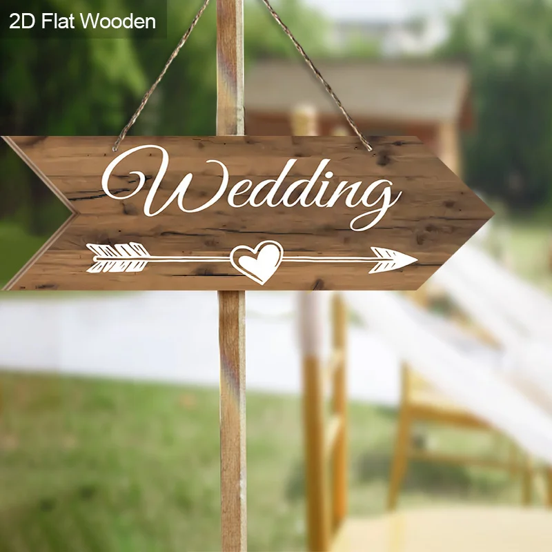 2D Flat Rural Wooden Wedding Arrow Sign 
